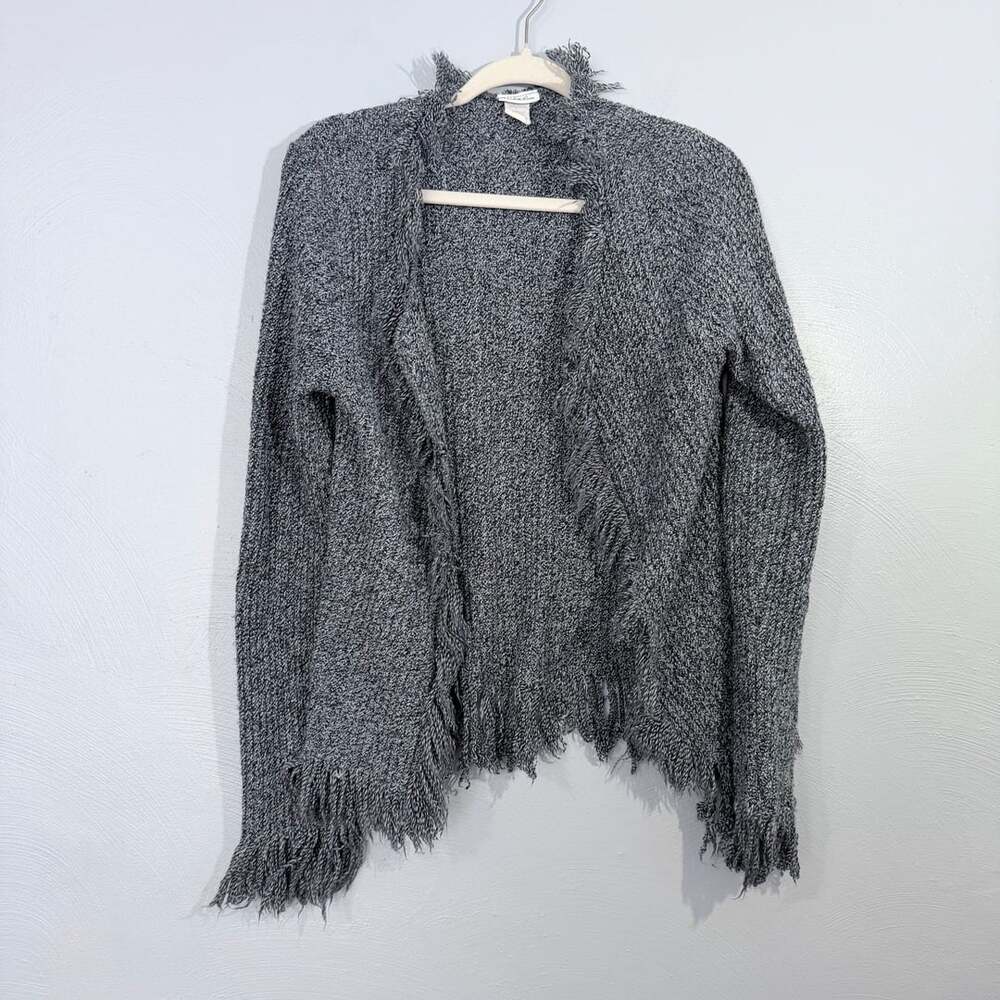 Charlotte Russe Boho Salt and Pepper Frayed Hem Draped Cardigan Sweater L